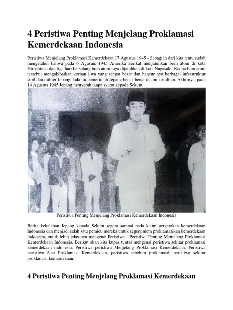 4 Peristiwa Penting Menjelang Proklamasi Kemerdekaan Indonesia | PDF