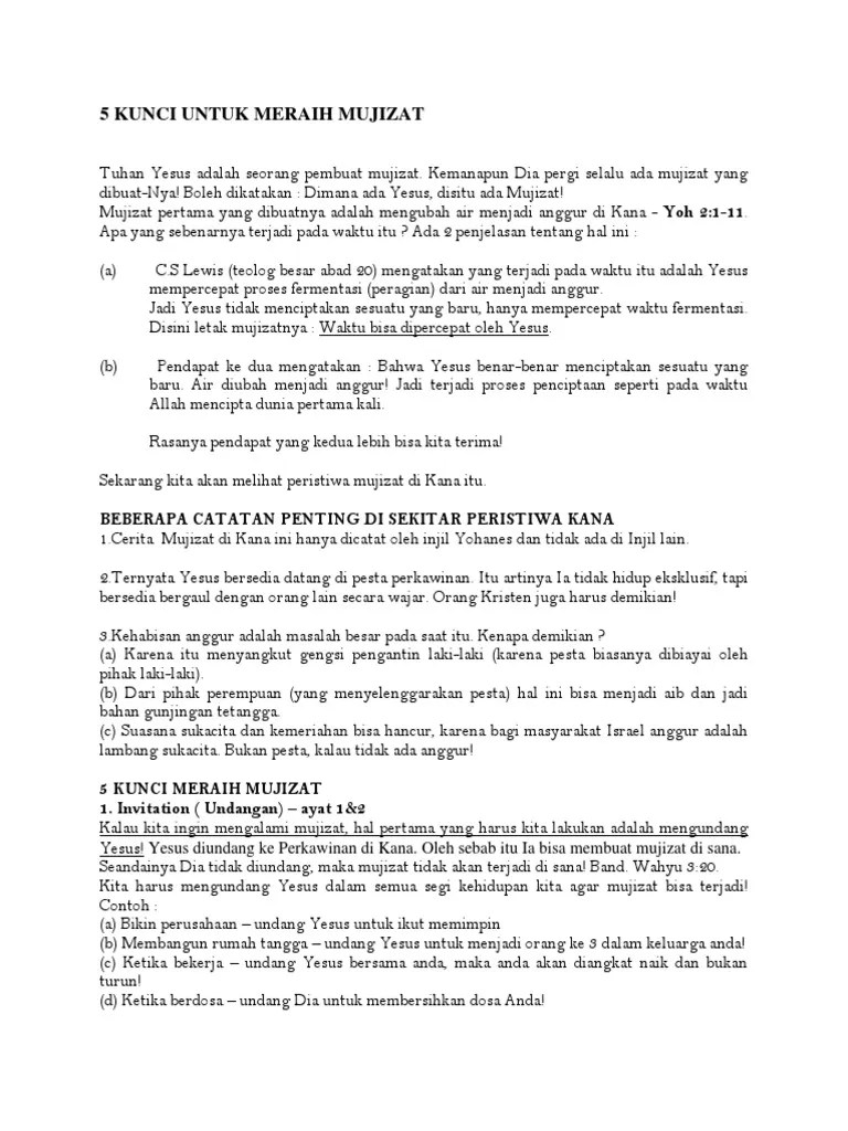 5 Kunci Untuk Meraih Mujizat | PDF