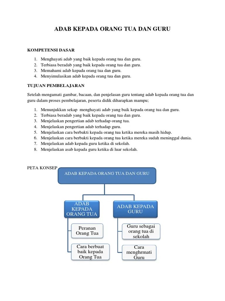 Adab Kepada Orang Tua Dan Guru | PDF
