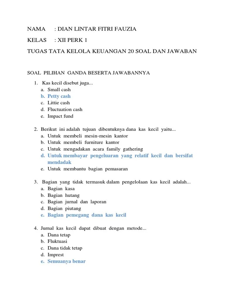 Soal Dan Jawaban Kas Kecil - Kemendikbud