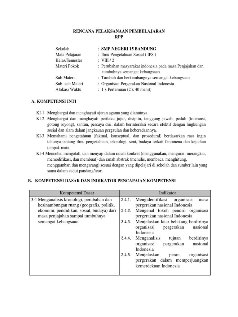 RPP Munculnya Nasionalisme | PDF