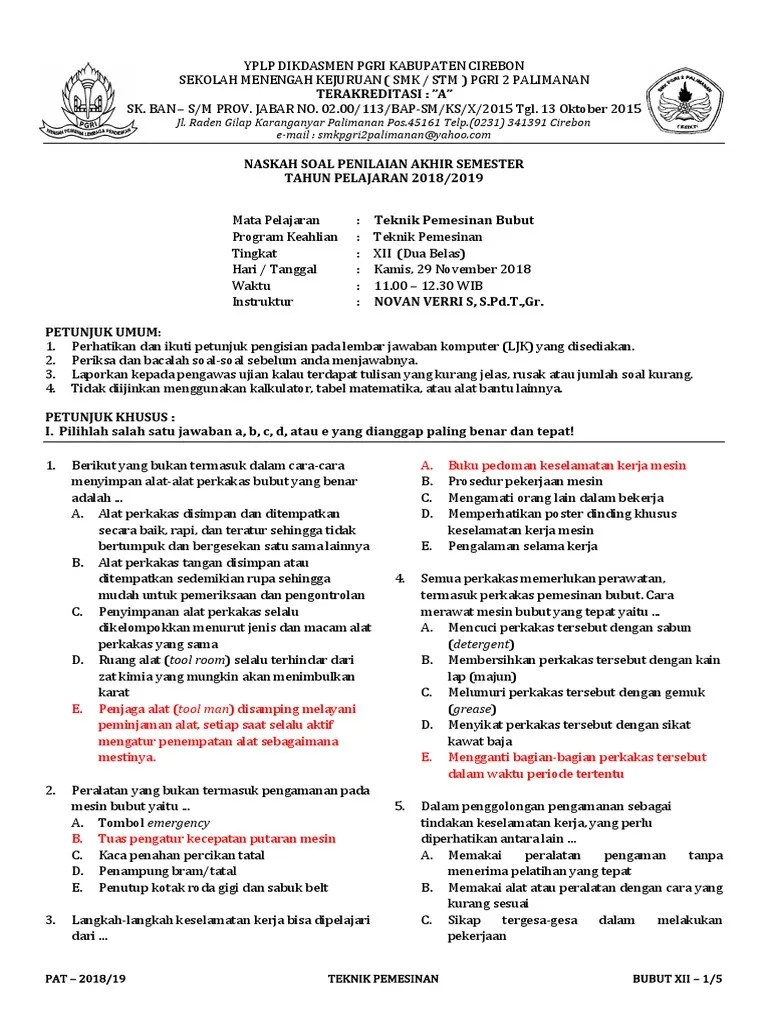 Contoh Soal Matematika Teknik Mesin