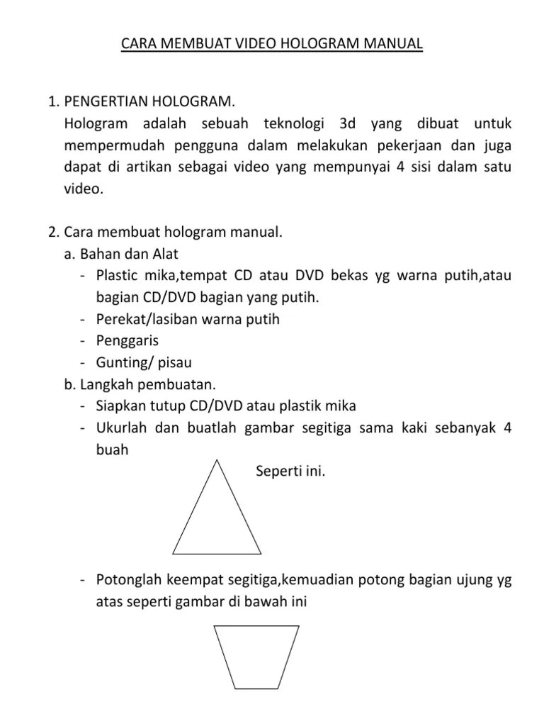 Cara Membuat Video Hologram Manual | PDF