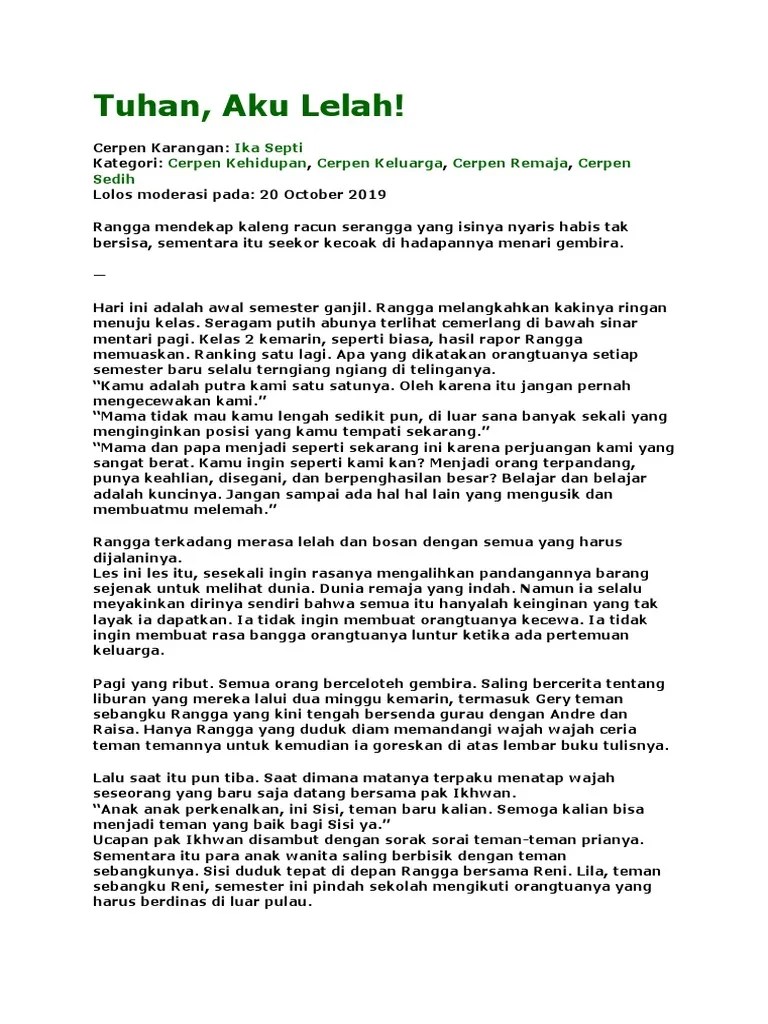 Cerpen Sedih Dalam Keluarga – Lakaran