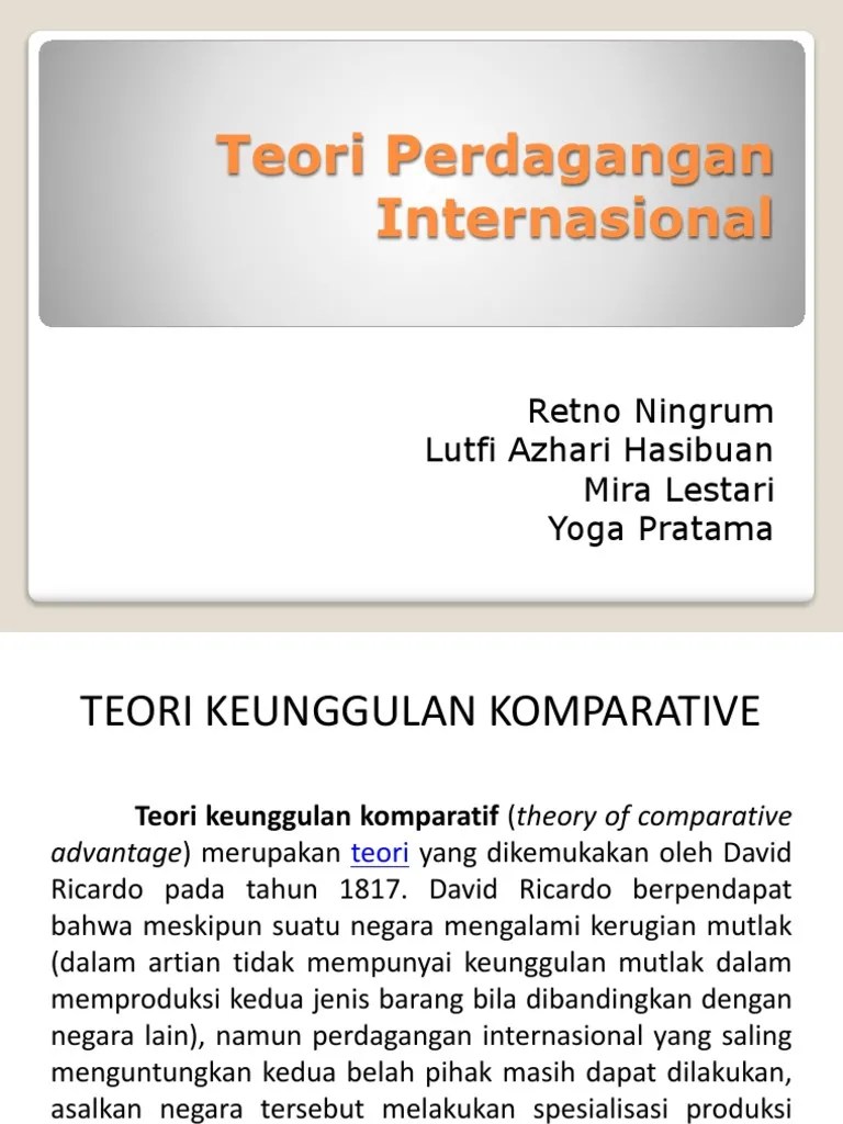 Teori Perdagangan Internasional | PDF