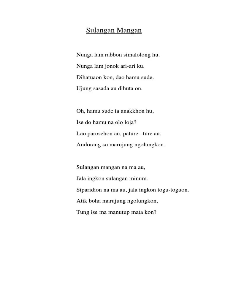 Lirik Lagu Sulangan Mangan | PDF