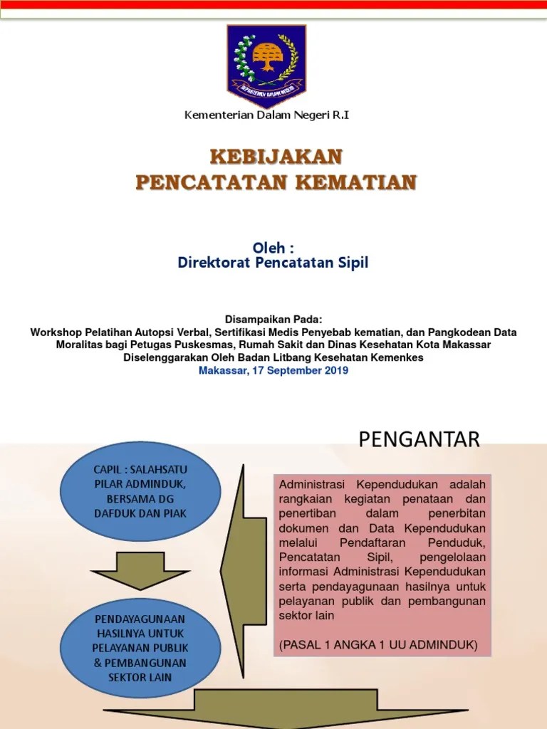 KEBIJAKAN KEMATIAN - Dirjen Dukcapil | PDF