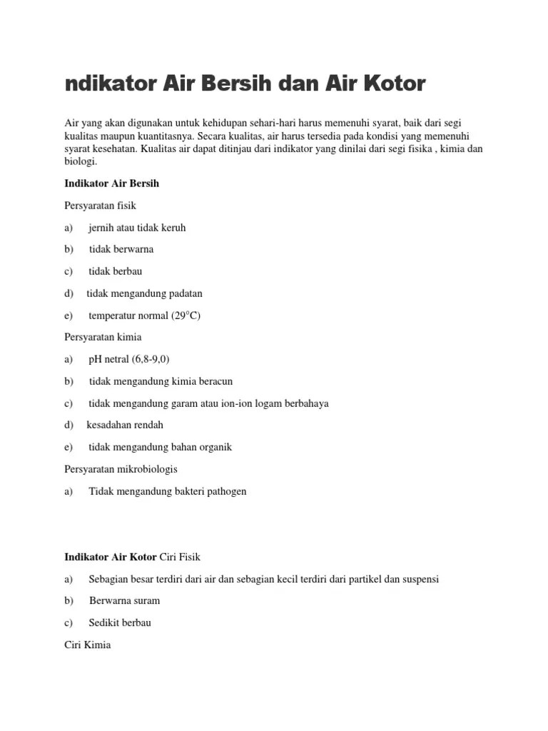 Sebutkan Ciri Air Bersih Dan Sehat Secara Fisik – Belajar