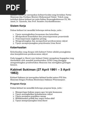 KABINET NATSIR Sejarah | PDF