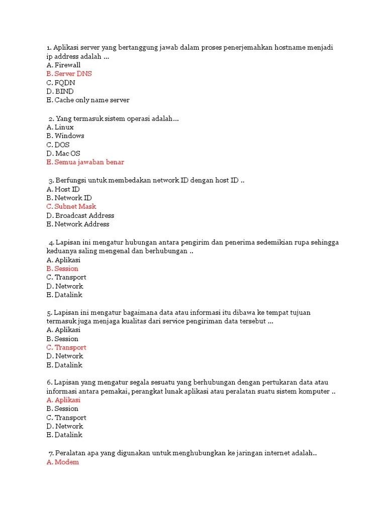 Soal Latihan TKJ 11 Asj Ganjil 2019 - B | PDF