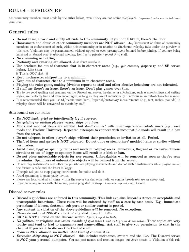 Server Rules | PDF | Role Playing Games | Consent