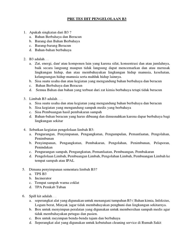 Pertanyaan Tentang Limbah B3