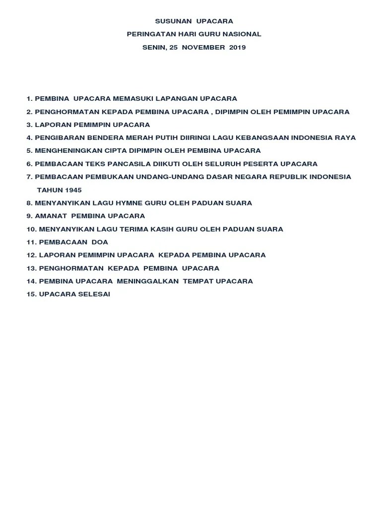 Susunan Upacra Hari Guru | PDF