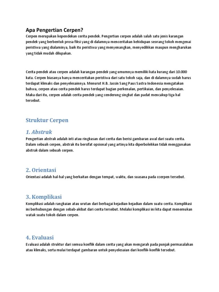 Apa Pengertian Cerpen | PDF