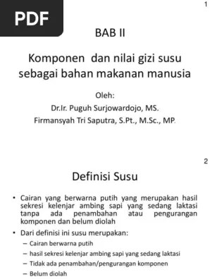Komponen Dan Nilai Gizi Susu Sebagai Bahan Makanan Manusia | PDF