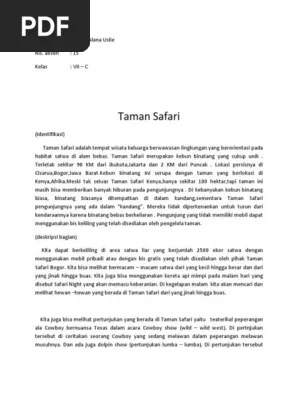 Struktur Teks Deskripsi Taman Safari | PDF