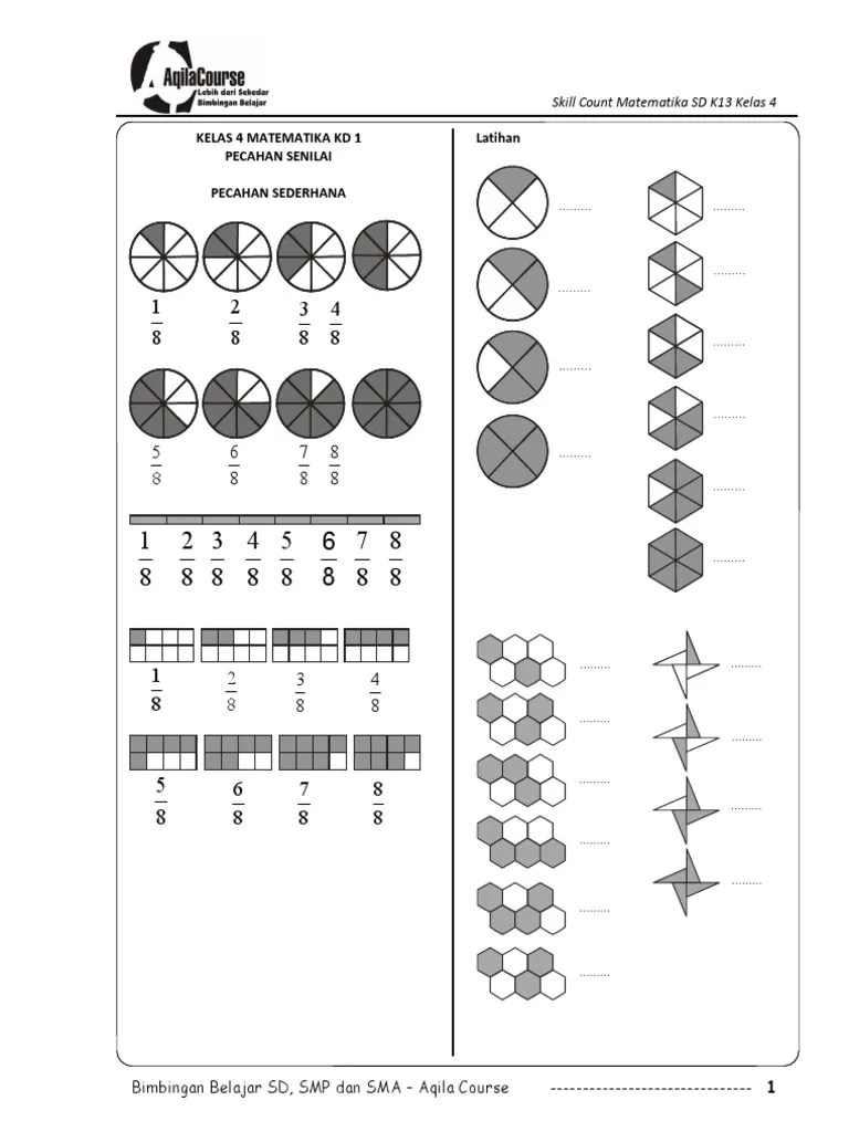Modul Bimbel K13 Kelas 4 Matematika 1 Pecahan Senilai K13 2017 | PDF