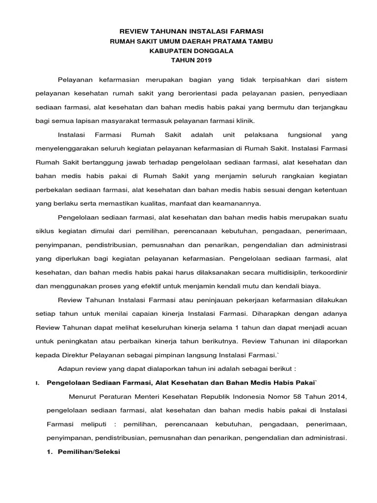 Review Tahunan Instalasi Farmasi | PDF