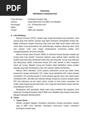 PROPOSAL Sarapan Pagi | PDF