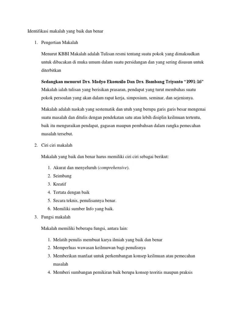 Identifikasi Makalah Yang Baik Dan Benar | PDF