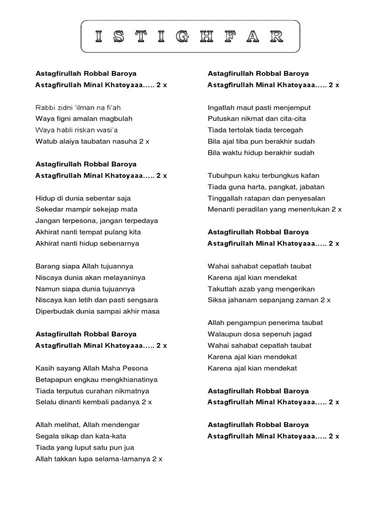 Lirik Lagu Istighfar | PDF