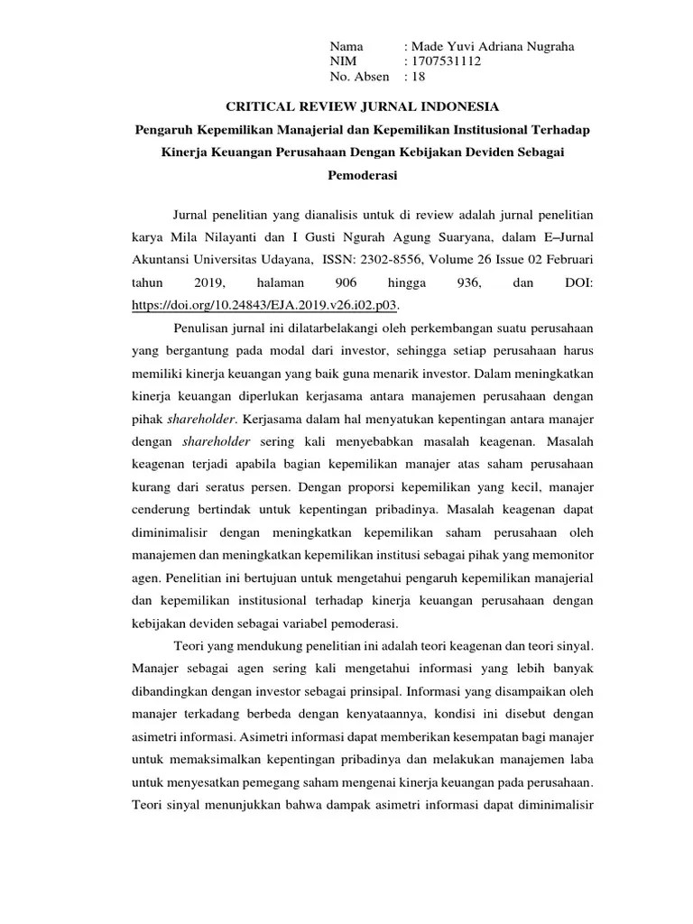 Critical Review Teori Agensi | PDF