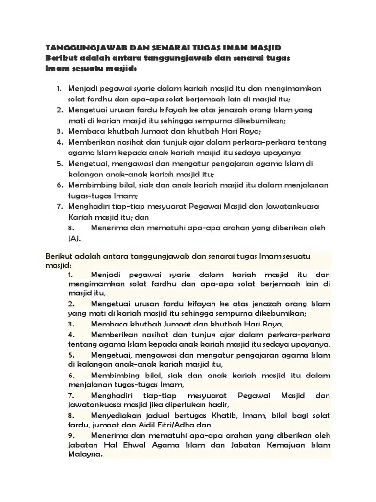 Tugas Imam Dan Bilal Serta Tok Siak | PDF