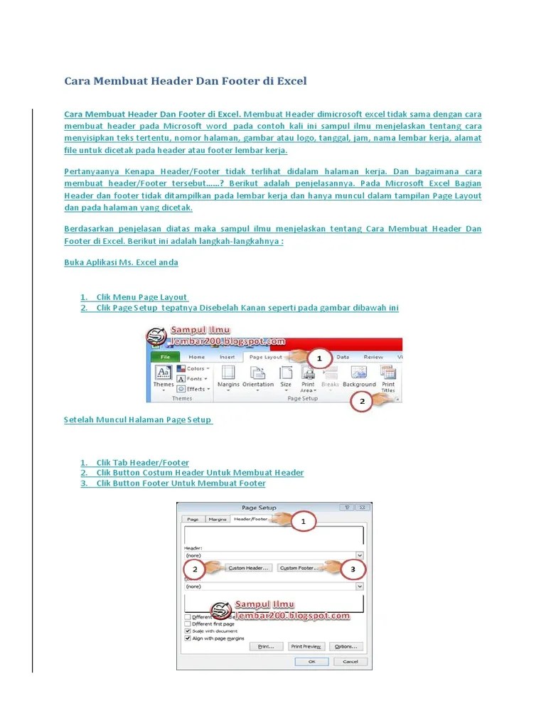 Cara Membuat Header Dan Footer Di Excel | PDF