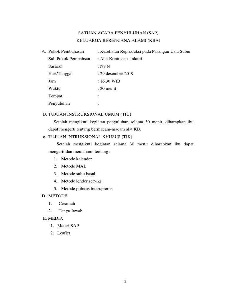 SATUAN ACARA PENYULUHAN KB Alami | PDF