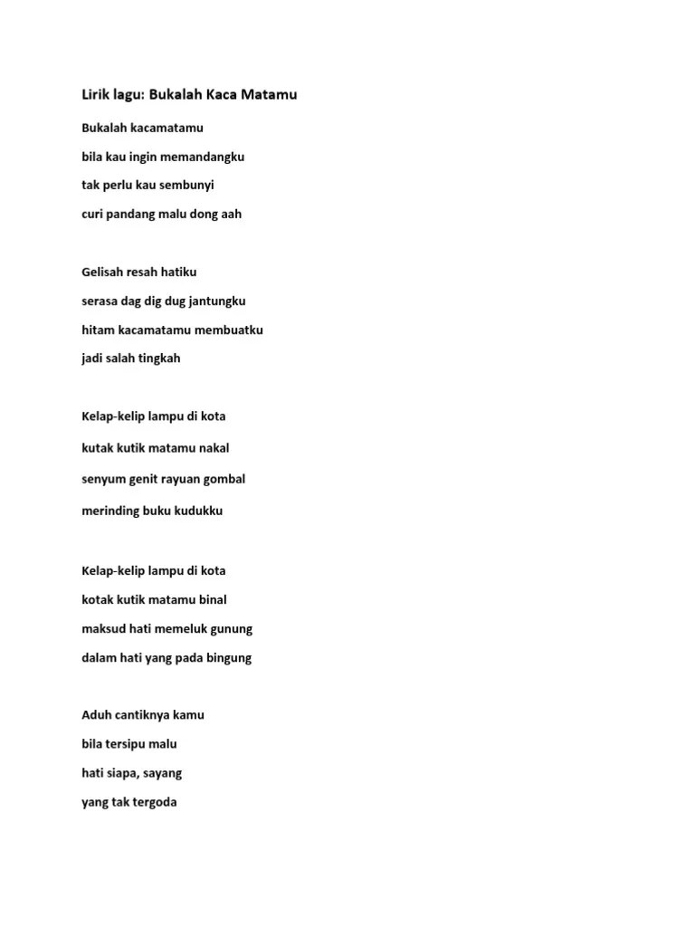 Lirik Lagu Bukalah Kaca Matamu | PDF