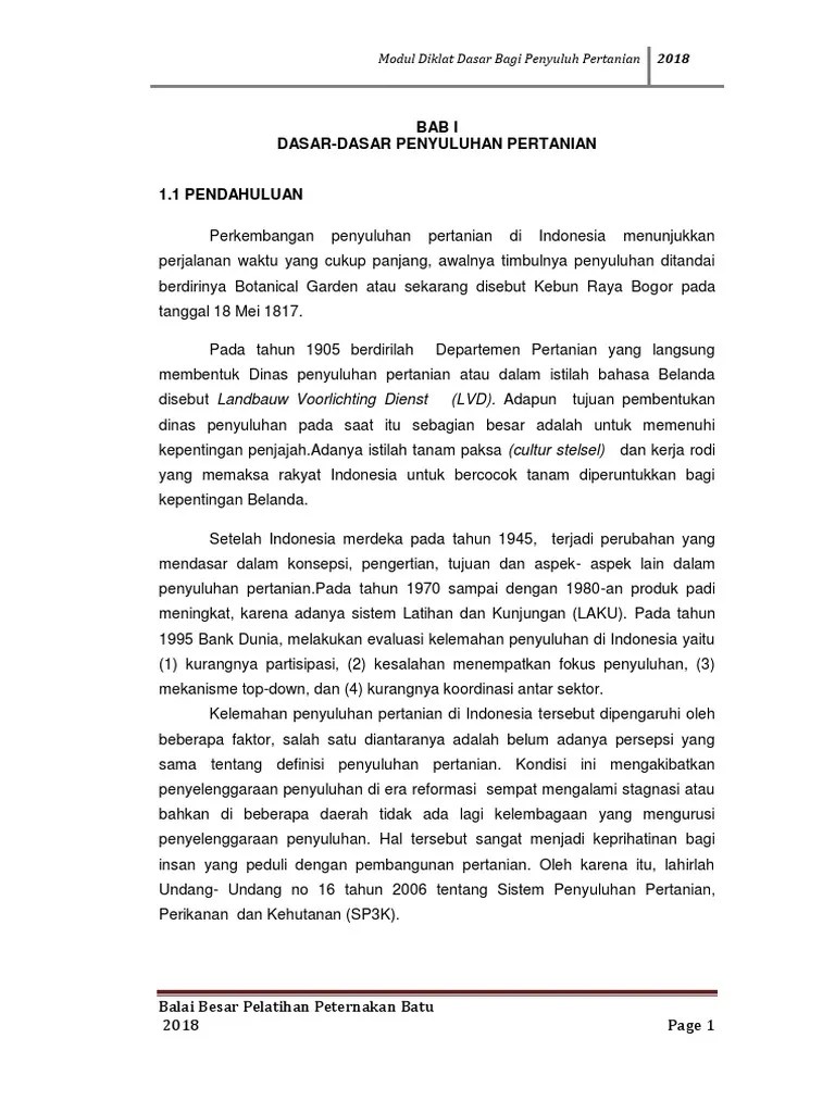 Modul Diklatsar Penyuluhan Pertanian 2018 | PDF