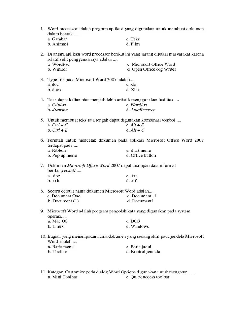 Word Processor Adalah Program Aplikasi Yang Digunakan Untuk Membuat Dokumen  Dalam Bentuk | PDF