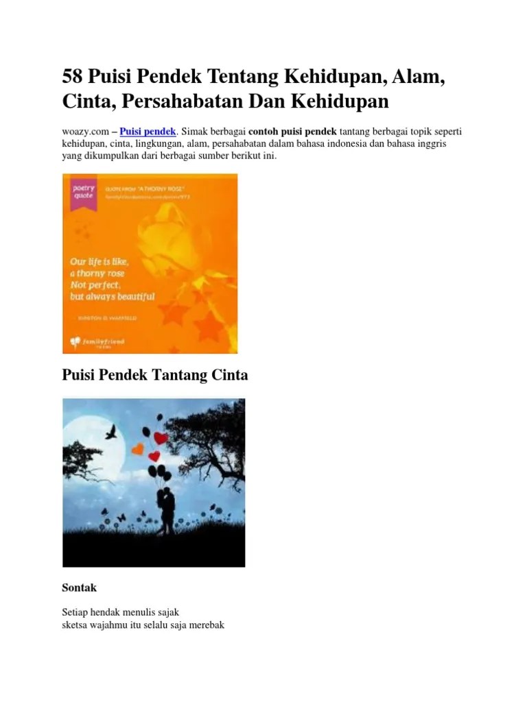 58 Puisi Pendek Tentang Kehidupan | PDF