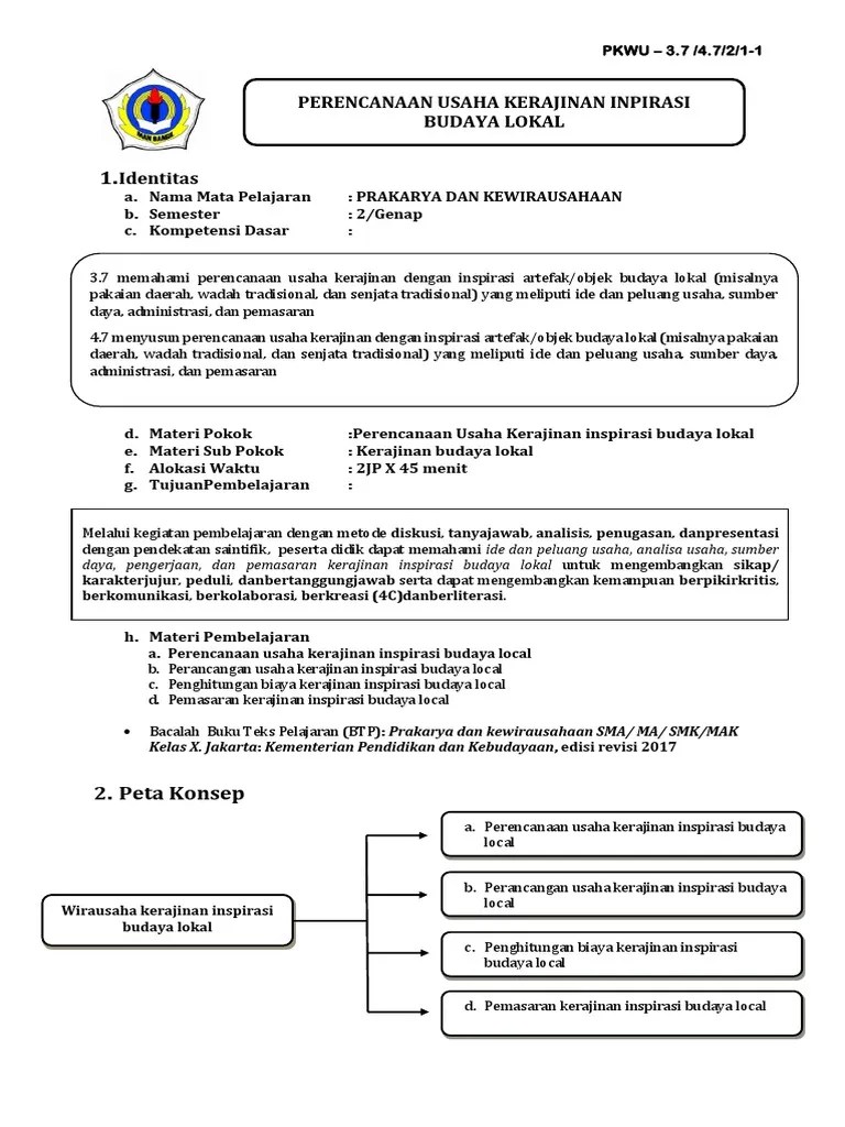 1 Ukbm Prakarya - Kerajinan - X Perencanaan | PDF