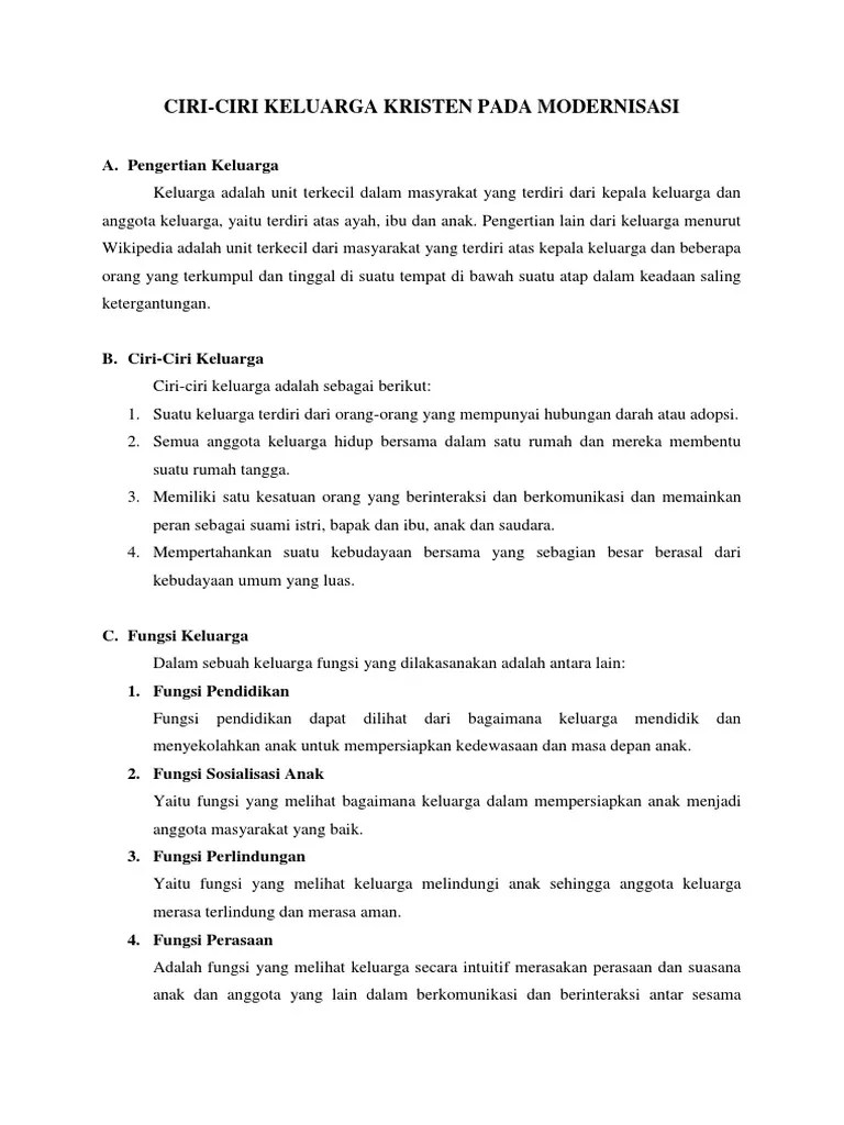 Ciri Ciri Keluarga Kristen | PDF