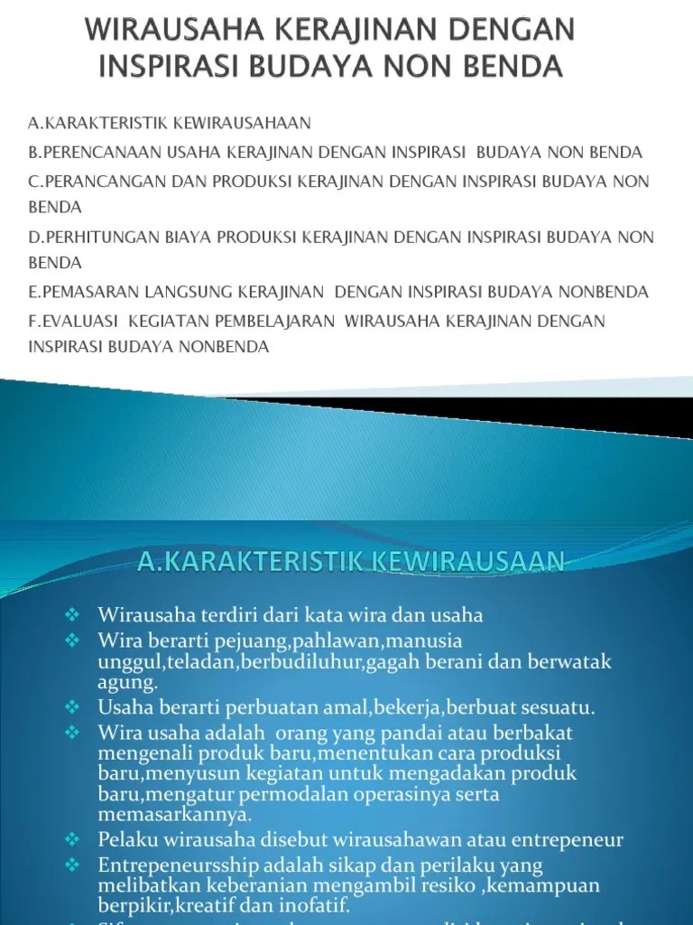Wirausaha Kerajinan Dengan Inspirasi Budaya Non Benda | PDF