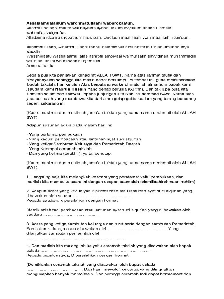 Kata Sambutan Takziah – Beinyu.com