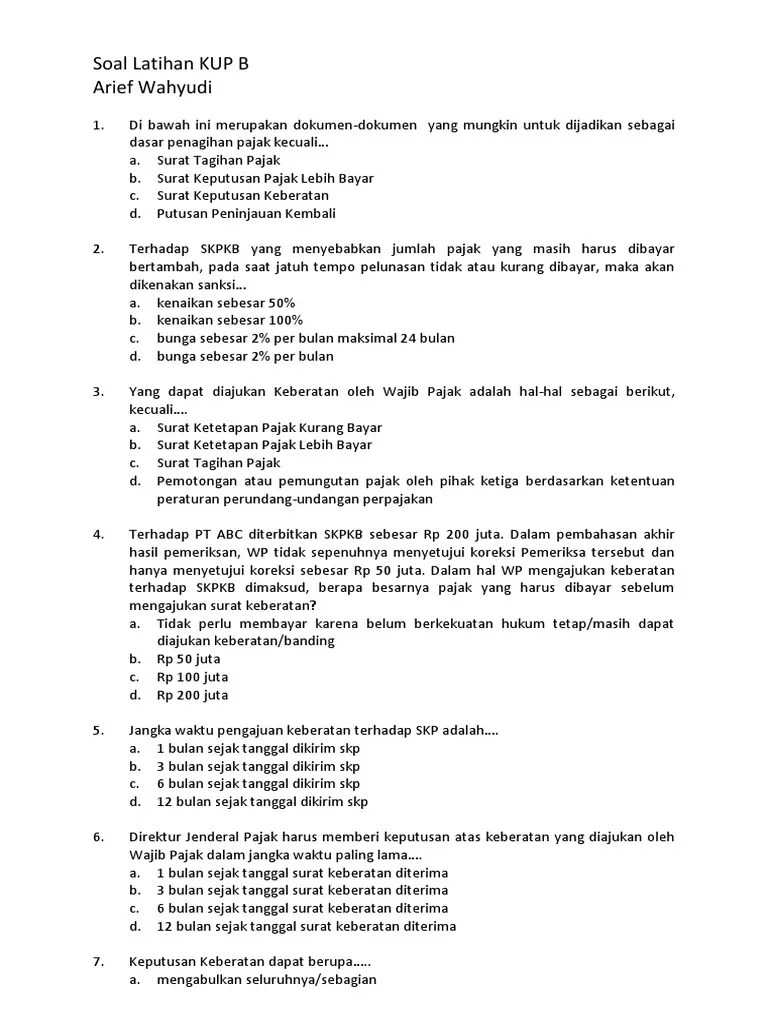 Soal Latihan KUP B | PDF