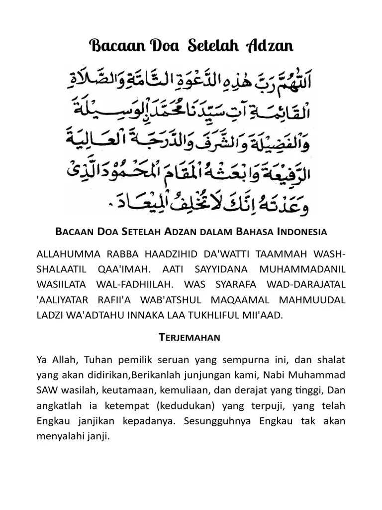 Bacaan Doa Setelah Adzan | PDF
