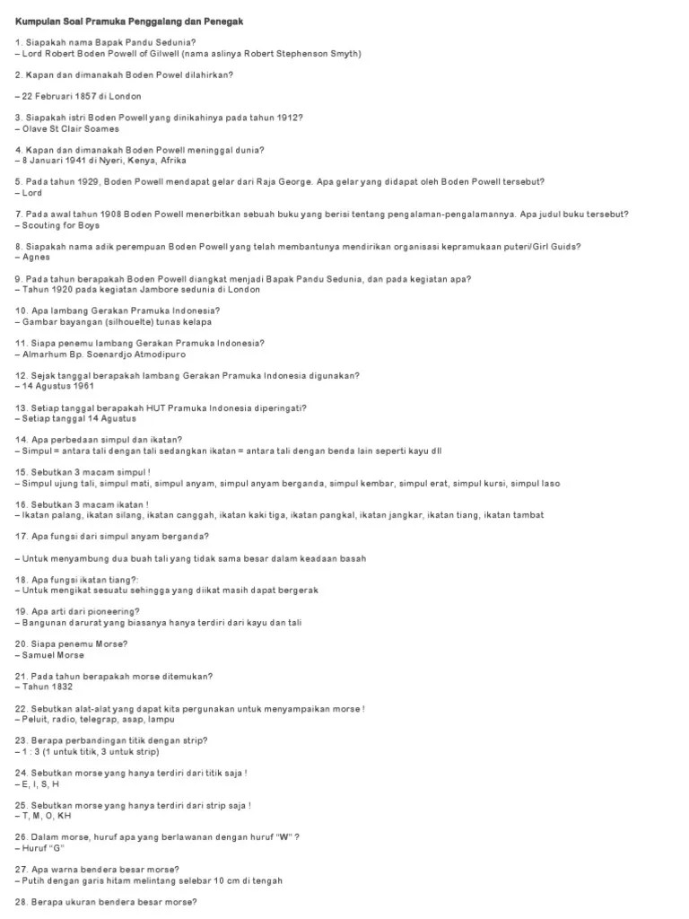 Soal Latihan Pramuka | PDF