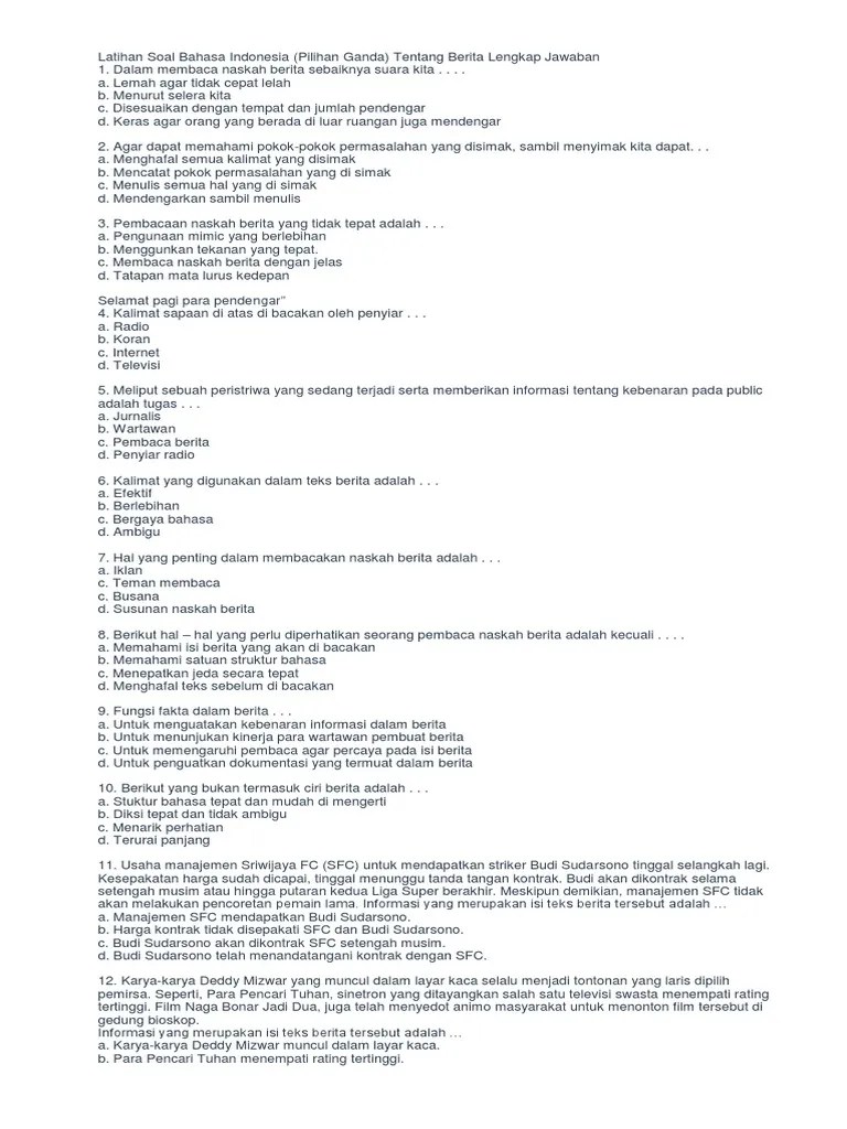 Latihan Soal Bahasa Indonesia