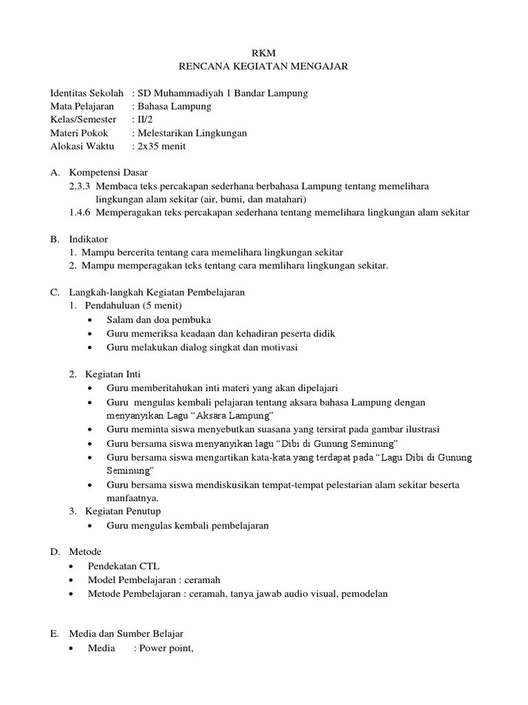 RKM Bahasa Lampung 4 Februari 2020 | PDF