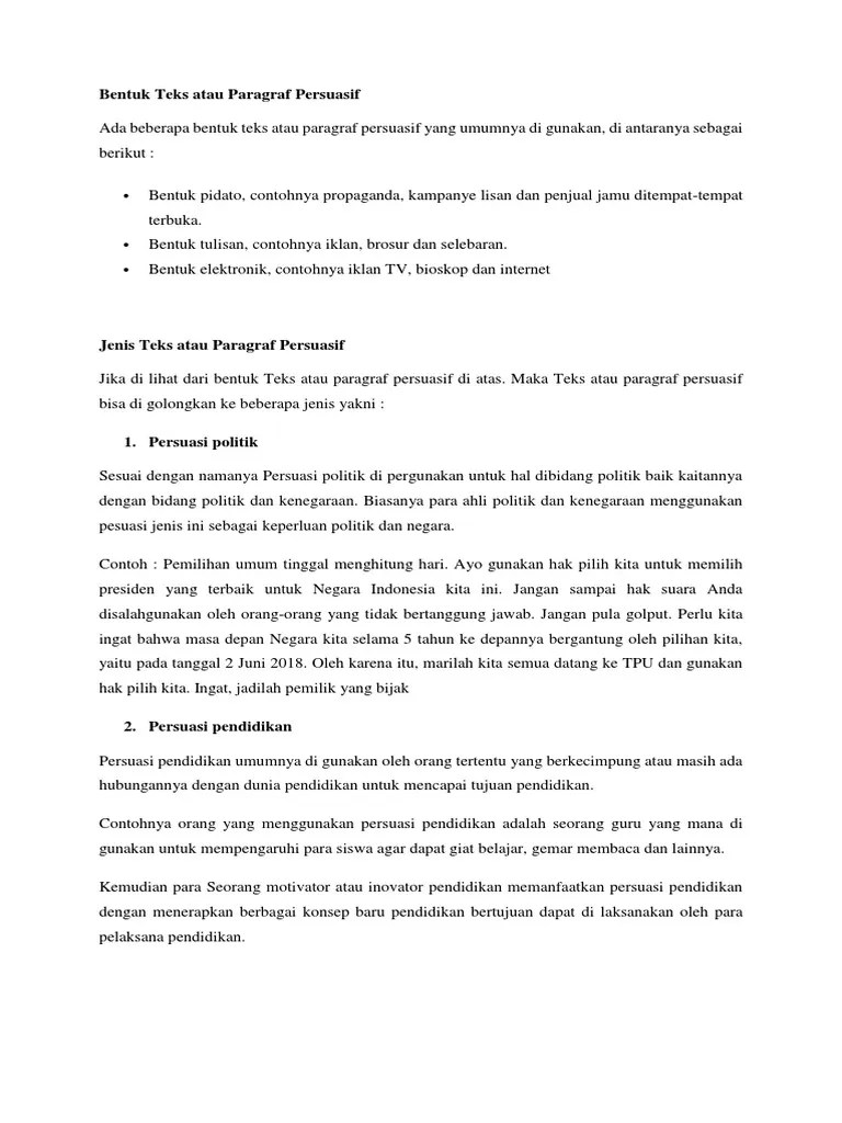 Bentuk Teks Atau Paragraf Persuasif | PDF