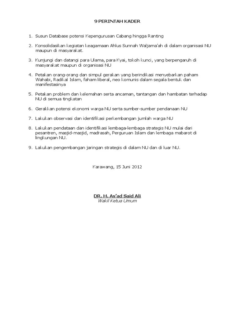 9 Perintah Kader | PDF