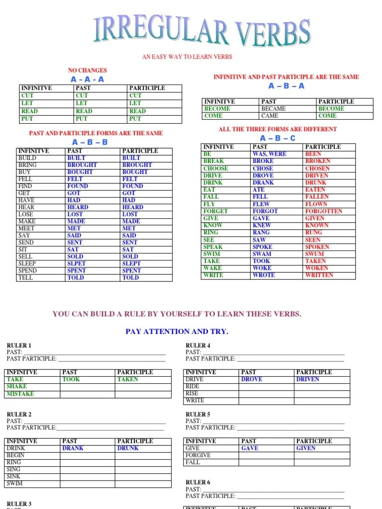 Irregular Verbs | PDF | Language Mechanics | Linguistic Typology