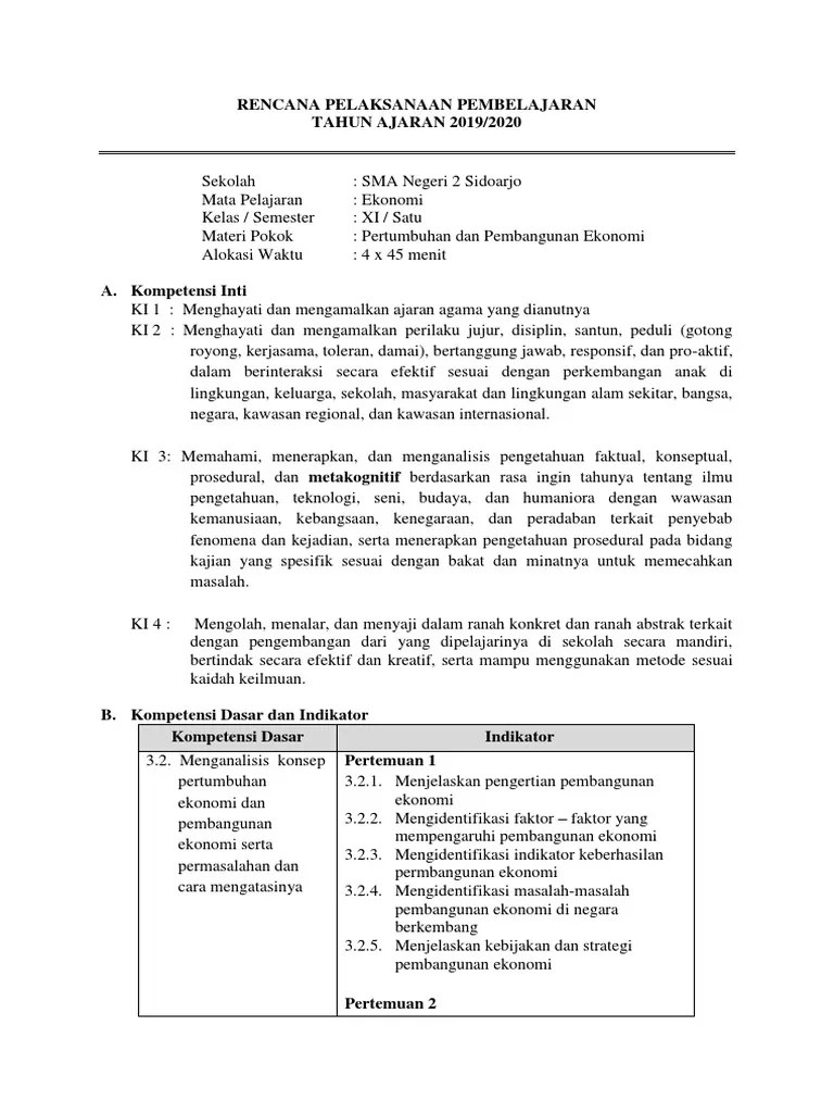 RPP PJBL Materi Pertumbuhan Dan Pembangunan Ekonomi | PDF
