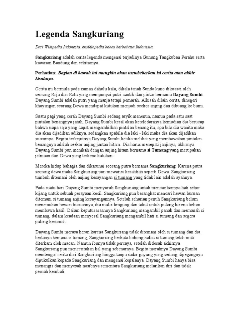 Cerita Sangkuriang Dalam Bahasa Sunda – Rasanya