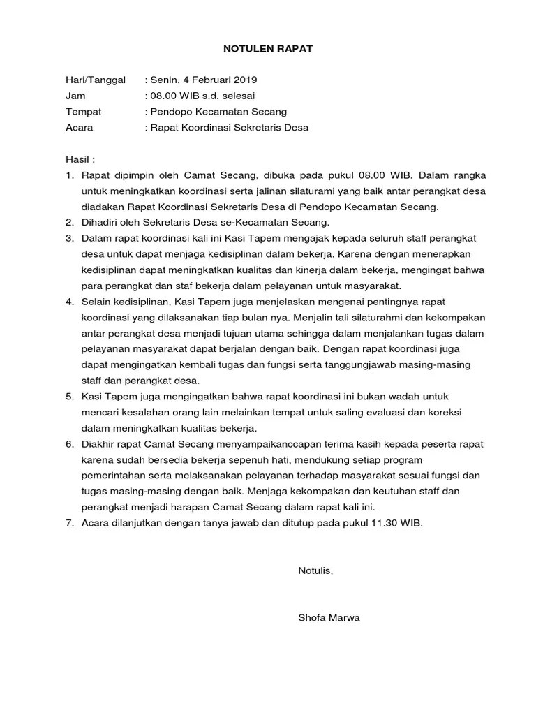 Notulen Rakor 2020 | PDF