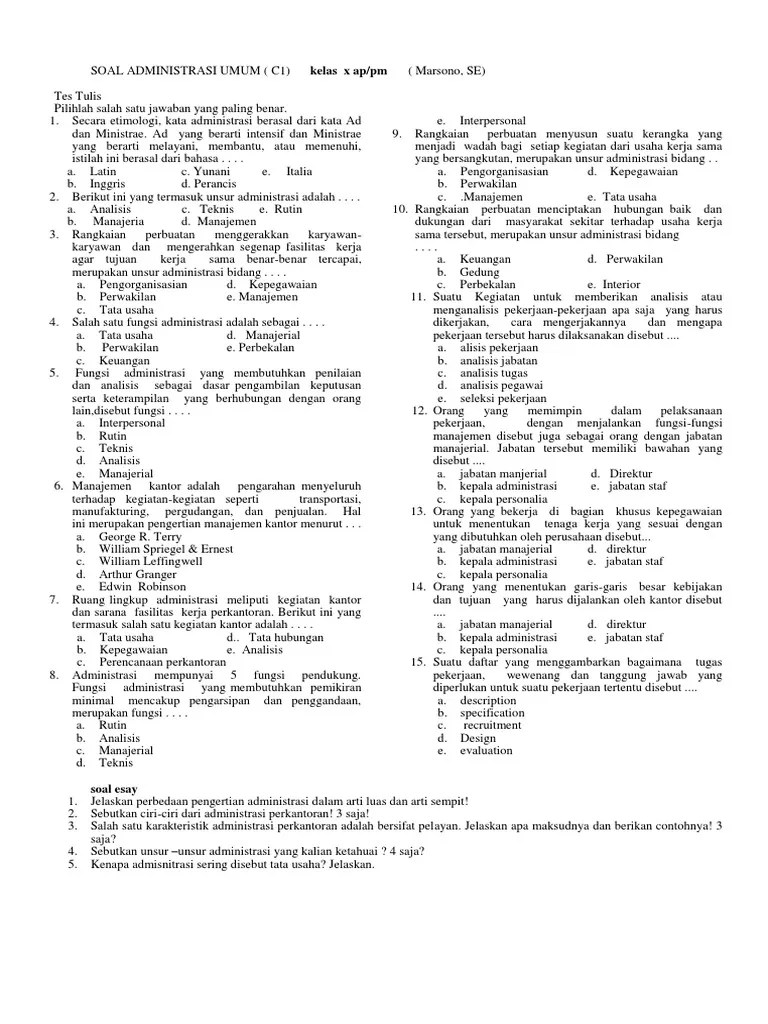 Soal Administrasi Umum | PDF