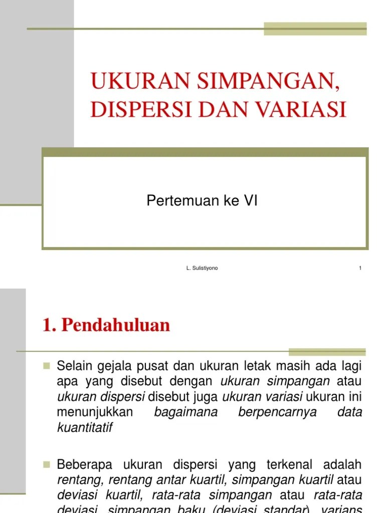 Ukuran Simpangan, Dispersi Dan Variasi | PDF